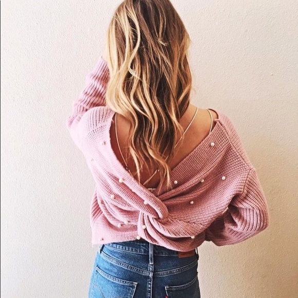LAST 1✨ pearl twist knit sweater blush pink - Picture 5 of 6